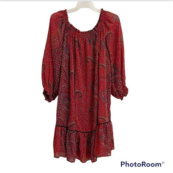 Zara Off The Shoulder Paisley Print Mini Dress Size Small - Picture 1 of 7